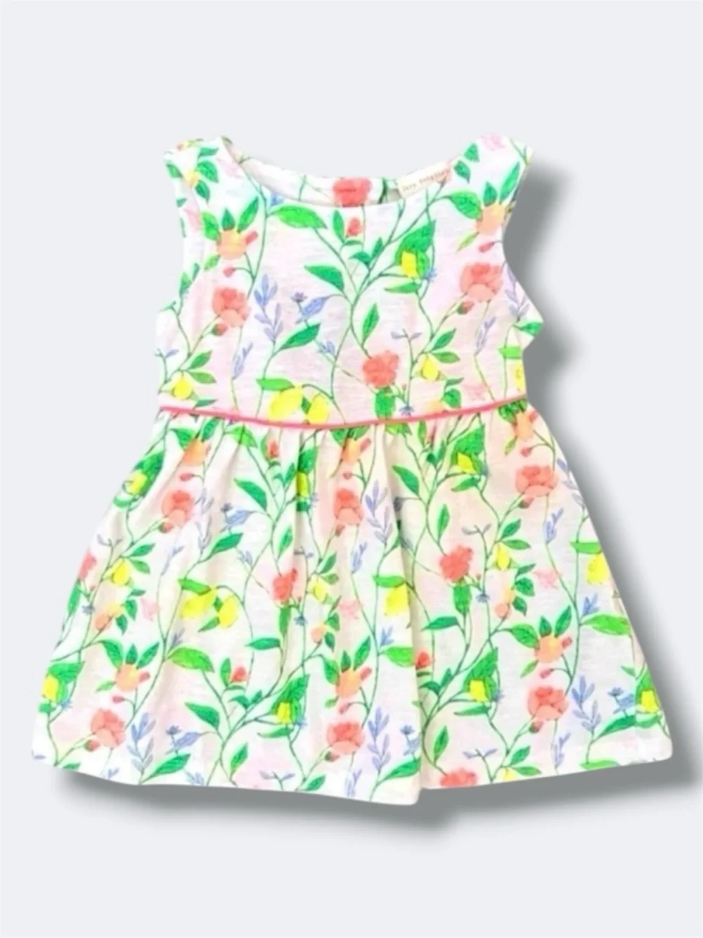 🌵3/$20 Zara Baby Girls Dress 12–18 Months White Floral Citrus Cotton Sleeveless